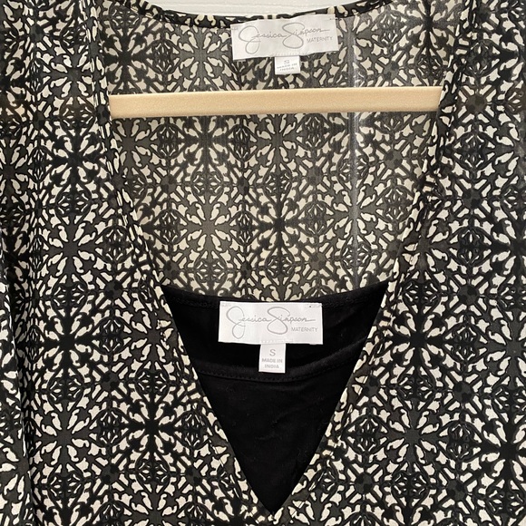 Jessica Simpson maternity blouse, black and tan size Small excellent condition. - Picture 5 of 6